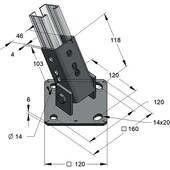 Gelenkhalter mit Grundplatte längs/quer